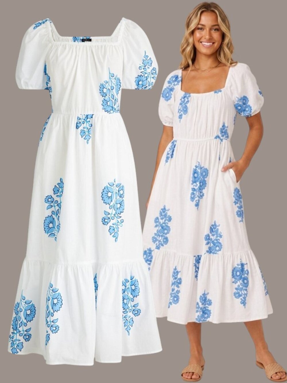 J. Crew White Floral Puff-Sleeve Tiered Midi Dress Size 2 - 54808